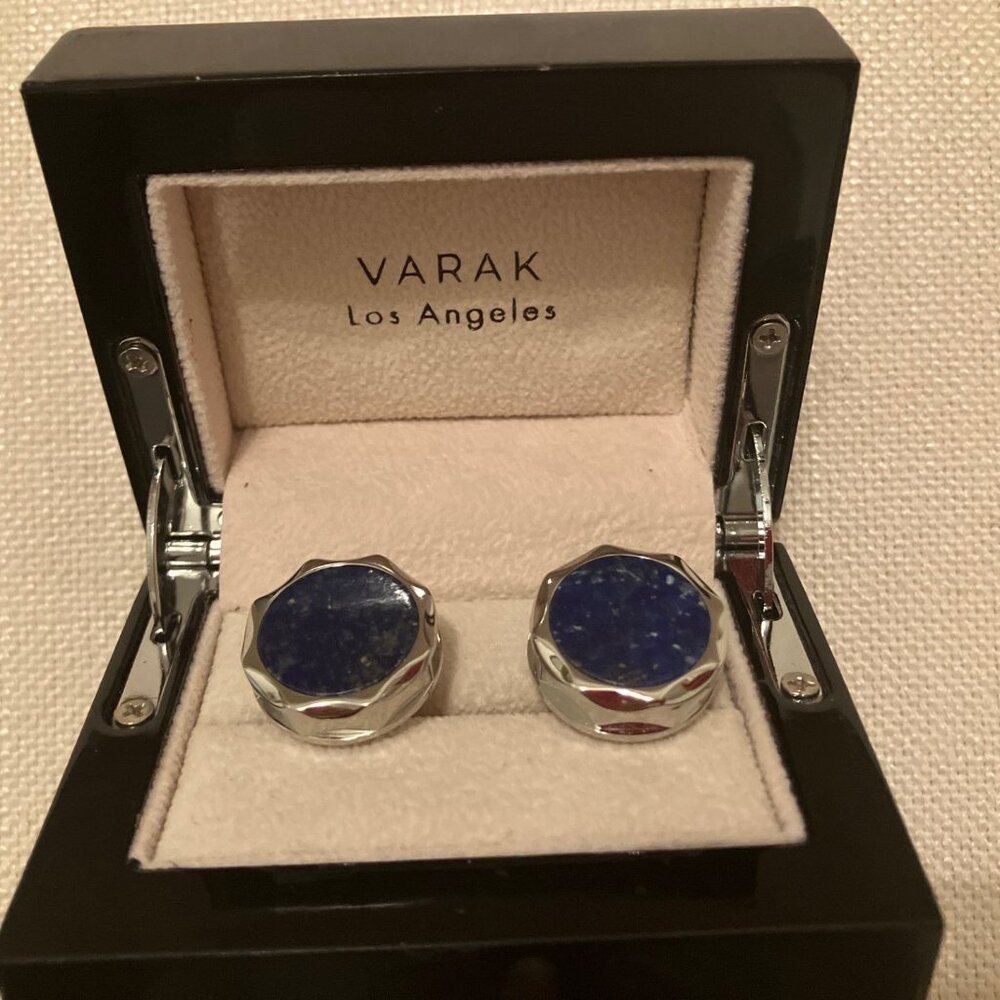 Varak Men's Lapis Cuff Links with box.